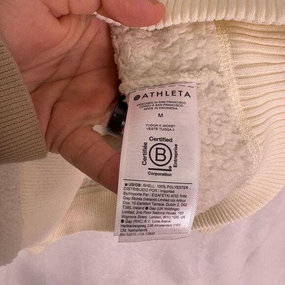 Athleta White Tugga Jacket II Sherpa Zip Up Bomber Jacket Size Medium - Picture 8 of 12